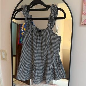Black and White Gingham Ruffle Top Madewell